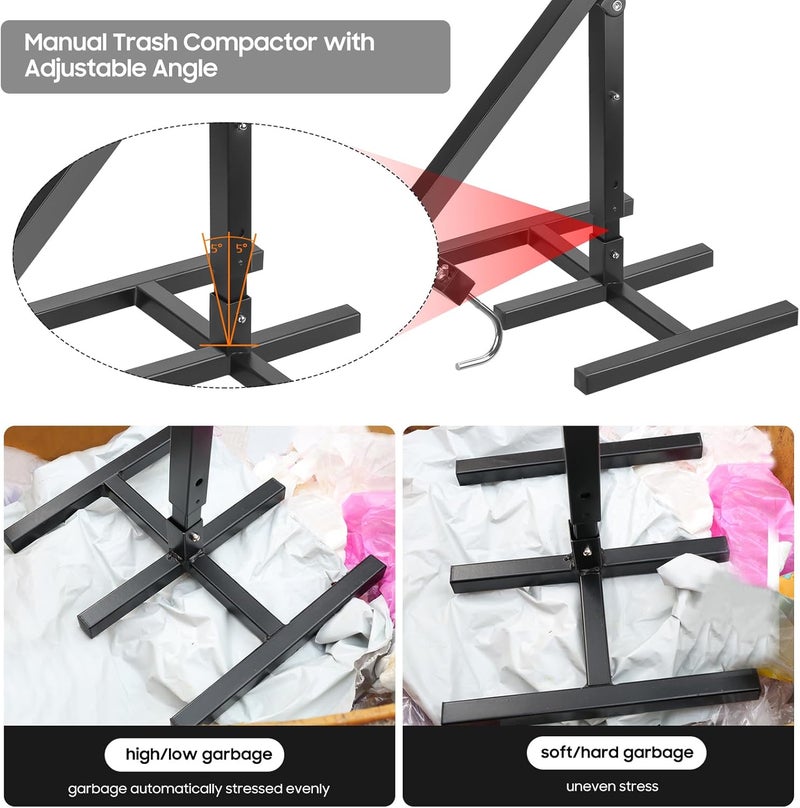BINGOX Manual Trash Compactor, Waste Recycling Hand Tool for Outdoor Use, Touchless Bin Compactor for 120-660L Wheelie Bins, Iron Compacting Trash Can - Image 2